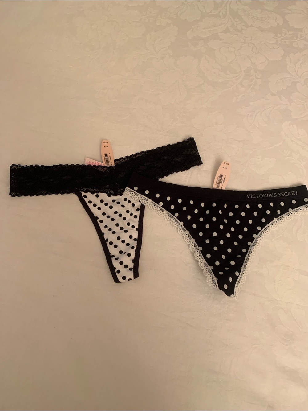 Victoria's Secret Black & White Polka Dot women’s Thong Set